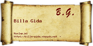 Billa Gida névjegykártya